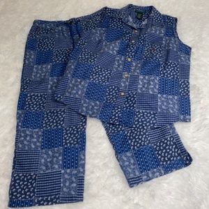 Madras Lauren Ralph Lauren 2 Piece outfit, top and capri in great condit…